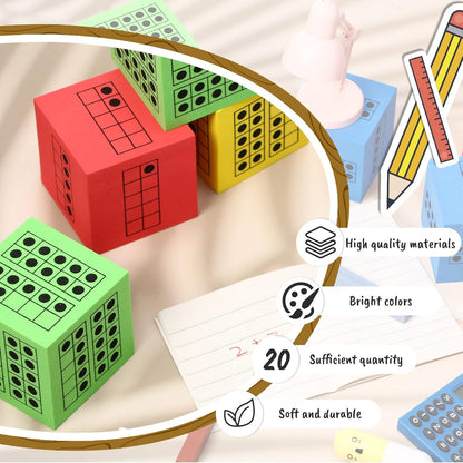 Hanaive 20 Pcs Ten Frame Foam Dice for Classroom Math Manipulatives Kindergarten Classroom Supplies for Teachers Elementary Subitizing Educational Counting Toys Math Learning Tools