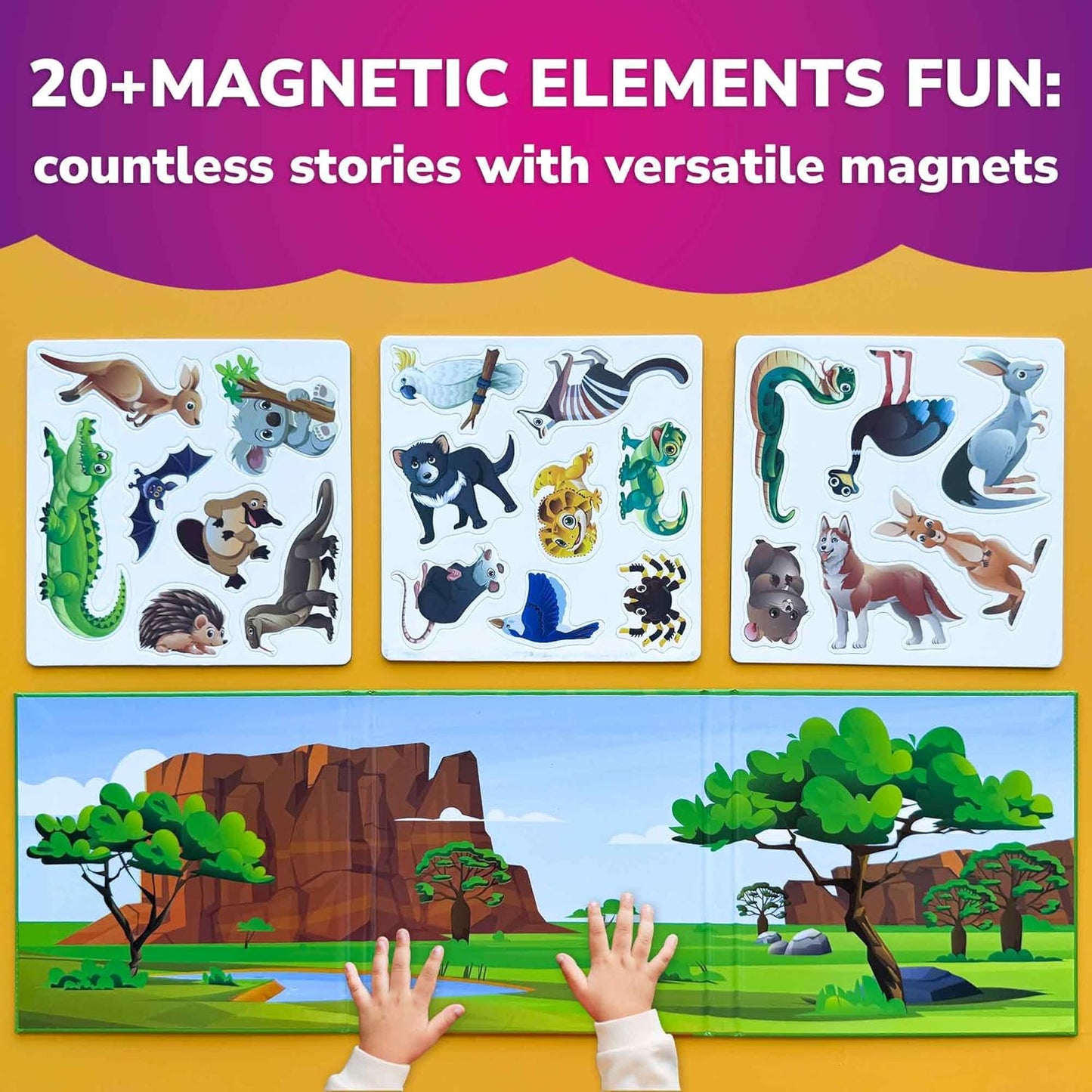 QUOKKA Travel Magnetic Puzzles for Toddlers 1-3 – 20+Pcs Farm Toy Game with Extra-Long Play Book – Fun Travel Game for Kids Ages 3-5 – Strong Magnets for Car Activities – Fun Toddler Puzzle Ages 2-4