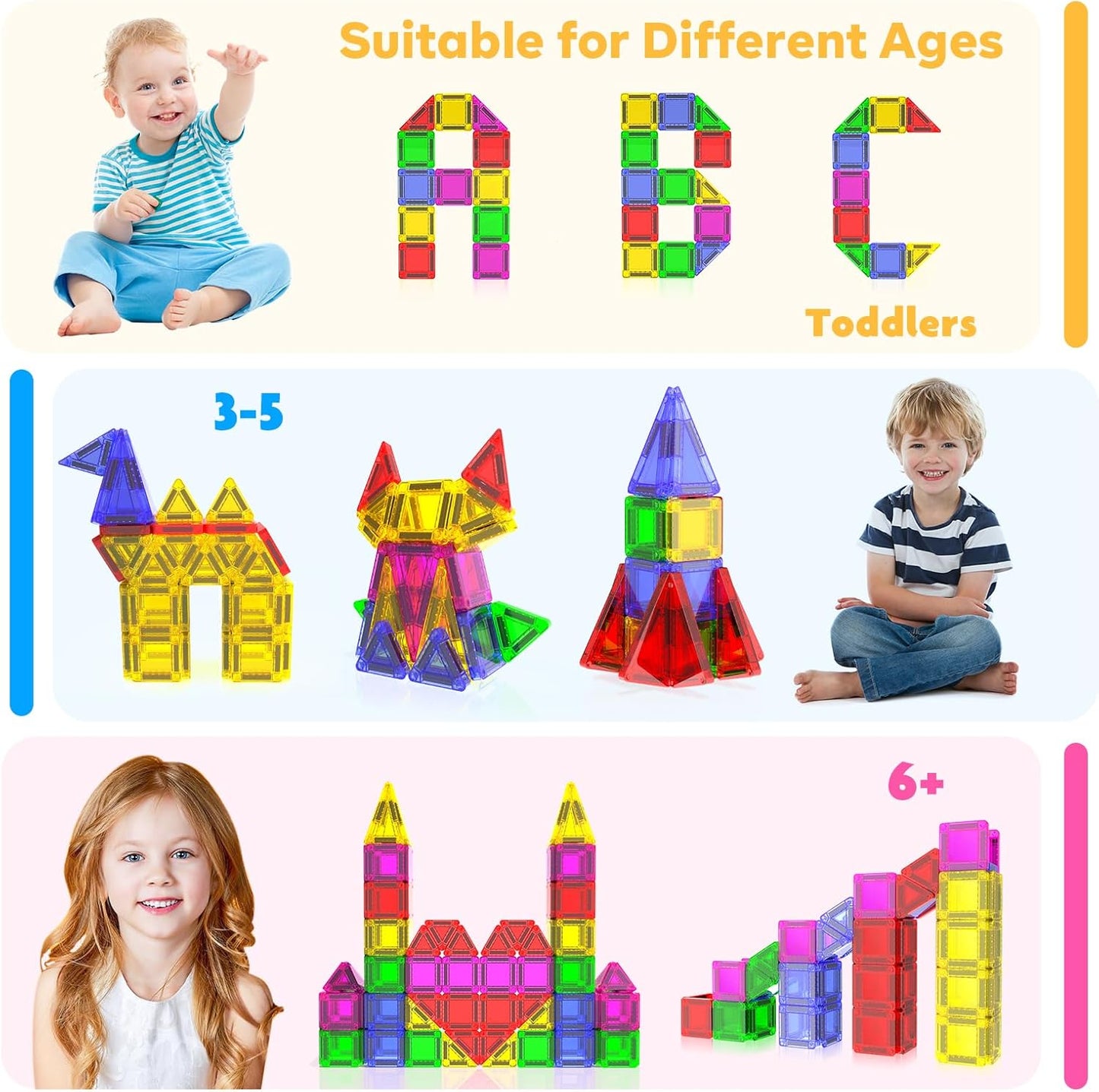 Mini Magnetic Tiles, 40 PCS Travel Magnetic Tiles with Tin, Micro Magnet Travel Toy Portable for Kids Age 3+, STEM Educational Building Set Construction Toys, Boys Girls Toddlers Birthday Gifts