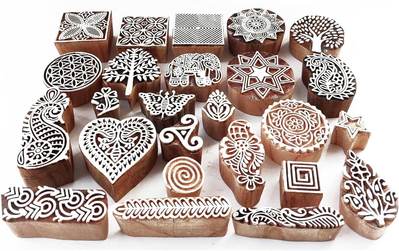 Royal Kraft Assorted Wooden Block Printing Stamps (Set of 10) Bulk01_10