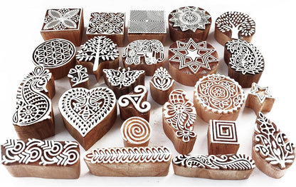 Royal Kraft Assorted Wooden Block Printing Stamps (Set of 10) Bulk01_10