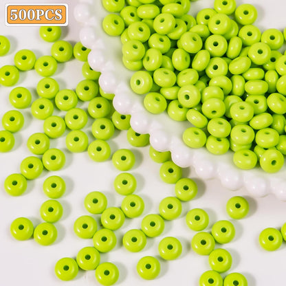 500PCS 8mm Acrylic Lentil Beads, White Abacus Beads Loose Beads for Crafts, Acrylic Spacer Beads for Jewelry Bracelet Necklace Making, Beads for Pens Charms Crafts, Small