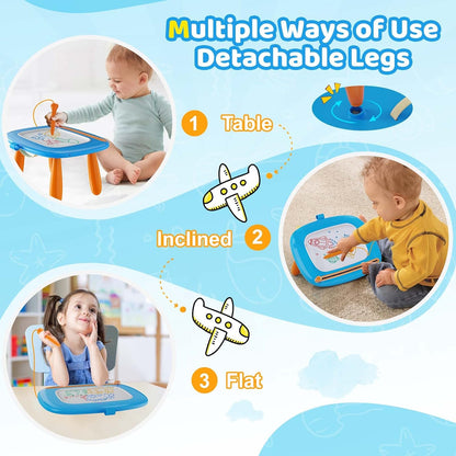 Kikidex Magnetic Drawing Board, Toddler Girl Toys for 1-3 Year Old, Doodle Board Pad Learning and Educational Toys for 1 2 3 Year Old Baby Kids Birthday Gift (Light Blue)