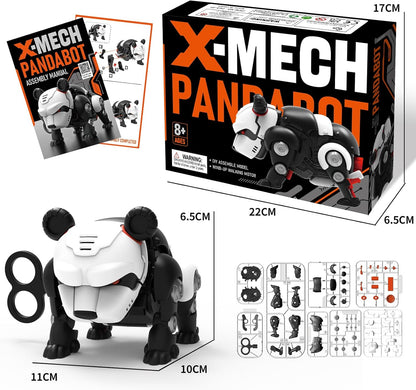 DINOBROS STEM Panda Mechanical DIY Building Blocks Toy 3D Puzzle Assembling Robot Wind Up Walking Pandabot Take Apart Toys for Kids X-MECH