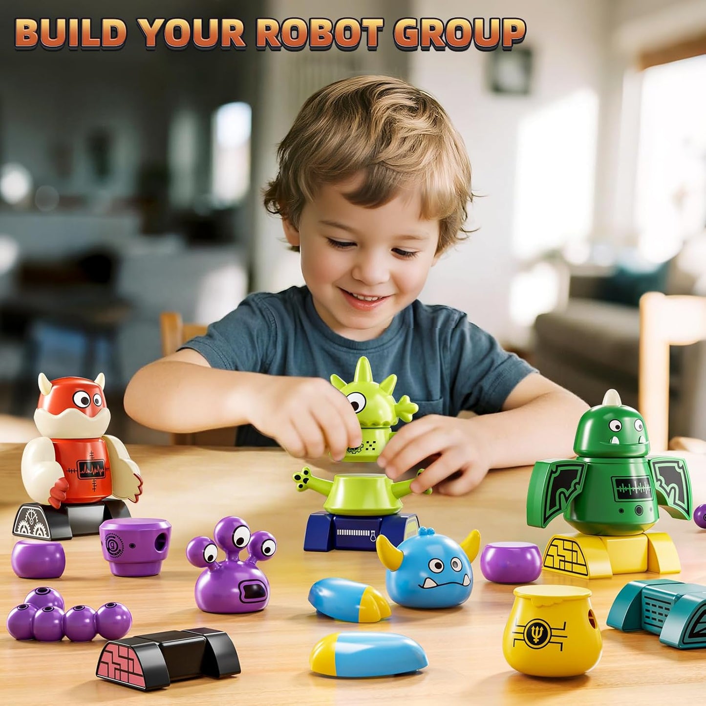 Magnets Robot Building Toys for Kids Ages 3-5 4-8 - 106 PCS Monsters Toys Robot Stacking Building Blocks Set with Storage Box, Creative Learning Christmas and Birthday Gifts for Boys Girls 2-4