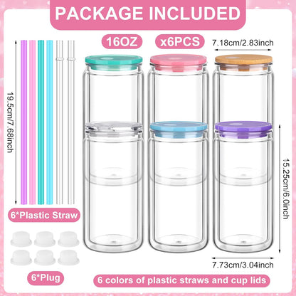 16 Pcs Snow Globe Tumbler Supplies Including 16 oz Plastic Snowglobe Cups with Lids and Straws Squeeze Bottle Bent Spout Syringe Tweezers Funnels for Glitter Snow Globe DIY Craft Gifts