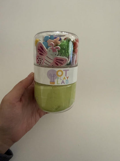 OT Play Lab: Grab'N'Go Sensory Play Dough Jar | Screen-Free Toddler Activity Kit | Fine Motor | All-Natural (Easter Breeze)