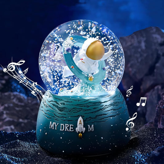 Christmas Snow Globe, Musical Snow Globe with Color Changing Led Lights, Automatic Snow Fall Effect, Christmas Decorations with Music Box Gifts for Girls Kids(A)