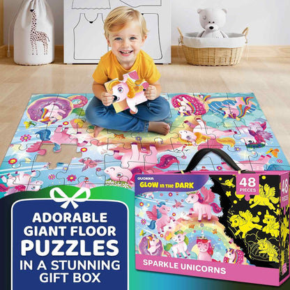 QUOKKA Floor Puzzles for Kids Ages 4-8 – 2x3 FT Giant Search and Find Jigsaw – 48 Large Pieces – Above and Beyond Observational Scene – Educatinal Montessori Toy with Gift Box – Fun Learning Activity