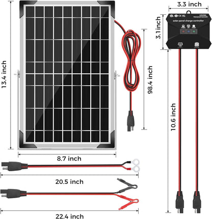 Voltset 12V Solar Battery Charger - 20W Waterproof Solar Panel Kit with Smart MPPT Controller - Trickle Charger Maintainer for Car RV Boat Marine Trailer Automotive Trailer Truck Motorcycle
