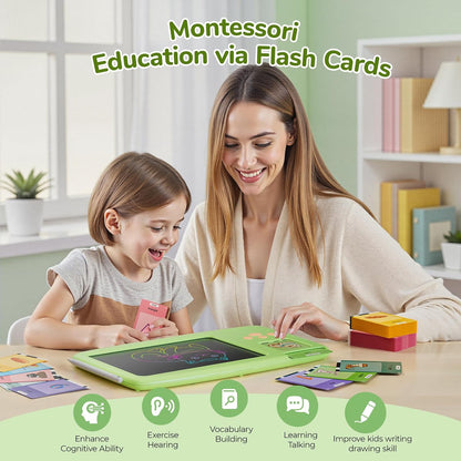 Talking Flash Cards for Toddlers: 2-in-1 LCD Writing Tablet with 510 Sight Words, Montessori Language Learning, Autism & Speech Therapy Toys for Children Ages 1-6, Blue