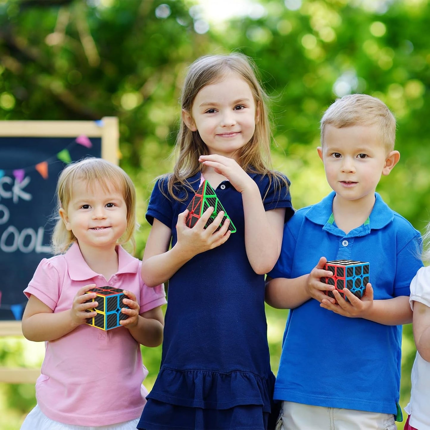 Speed Cube Set 3-in-1 Stickerless: 2x2, 3x3 & Pyramid Speed Cubes | Easter Gifts Basket Stuffers Boy Toys for All Ages