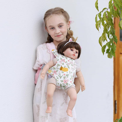 GAGAKU Doll Carrier for Stuffed Animals, Reborn Baby Doll Accessories Toy Carriers for Kids 3+ Toddlers - Pink Wax Flowers