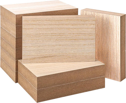 10 Pack Unfinished MDF Wood Rectangle Blocks, 3 x 10 Inch Wooden Blocks for Crafts, DIY Projects, and Custom Decor