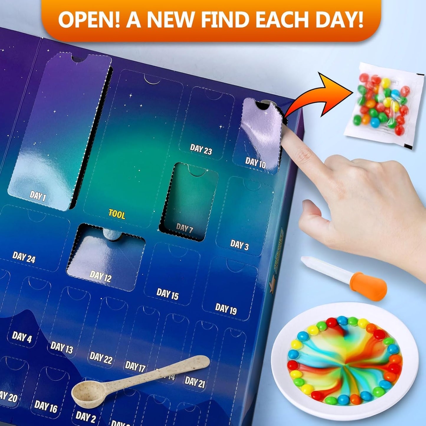 UNGLINGA 2026 Science Experiments Advent Calendar for Kids Boys Girls Toys Gifts - 24 Days of S.T.E.M Kit, Volcano, Chemistry, Physics, Gemstones, Countdown to Christmas Birthday Holiday