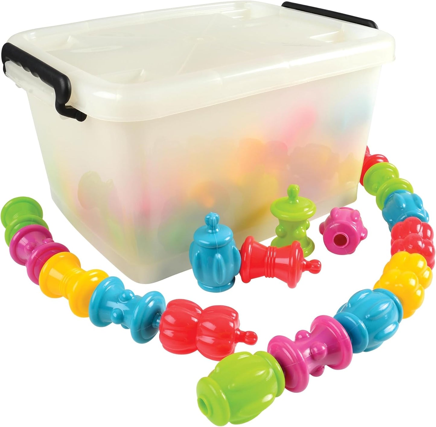 Snap & Sort Beads Set – 48-Piece Montessori Fine Motor & Early Engineering STEM Activity with Storage Tub