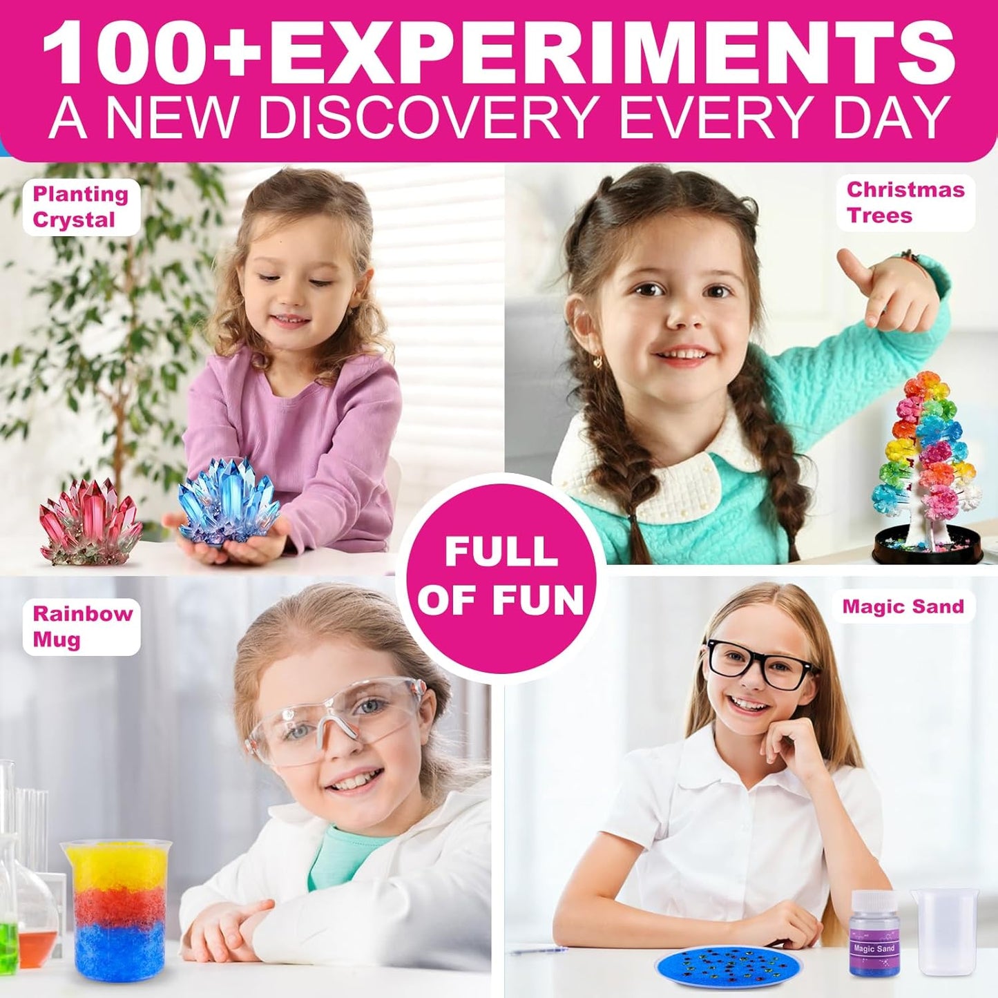 Girls Science Kit for Kids Ages 4-8 6-8 8-10, 100+ Fun Educational Experiments for Girls & Boys, STEM Projects and Science Experiments, Science Toys, Gifts for Kids
