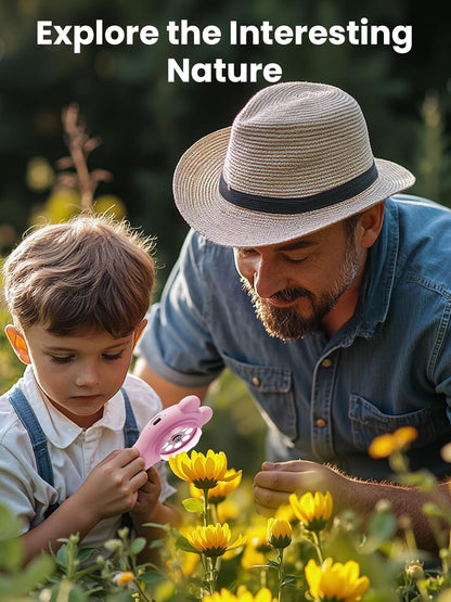 Microscope for Kids, Portable Digital Microscope with 500X Magnifying Glass, Handheld Camera Mini Pocket Magnification, Educational Christmas Birthday Gifts for Ages 4 5 6 7 8 9 10 11 12, Purple
