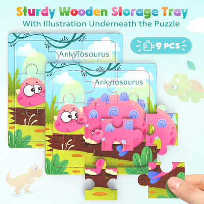 Zeoddler Wooden Puzzles for Toddlers, 8 Pack Animal Jigsaw Puzzles for Kids3-5, 9 Pieces Preschool Learning Activities, Learning & Educational Toys, Gift for Boys, Girls