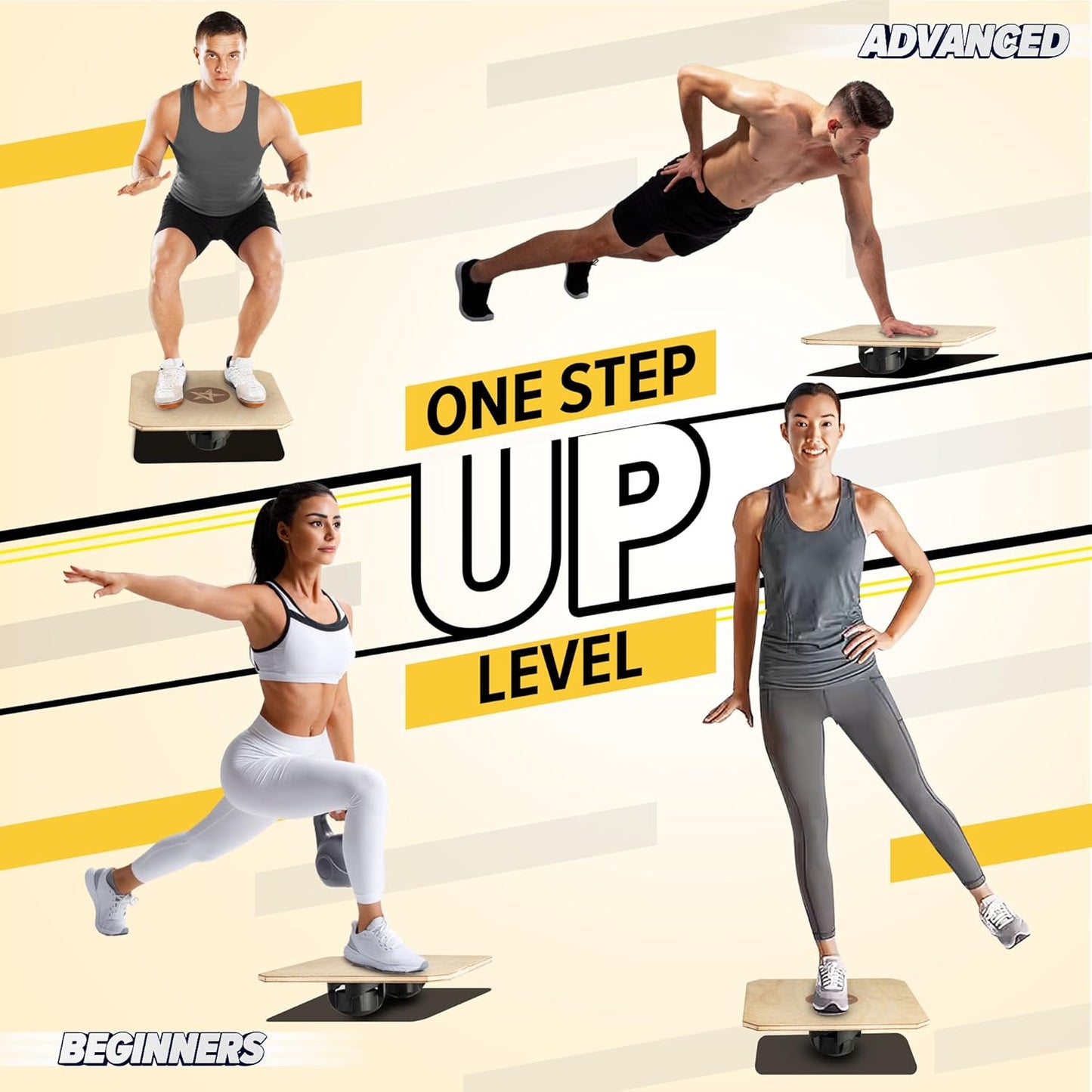 Yes4All 350LBS Professional Wooden Balance Board for Leg Workout, Anti-Slip Rocker Board, Wobble Board for Standing Desk