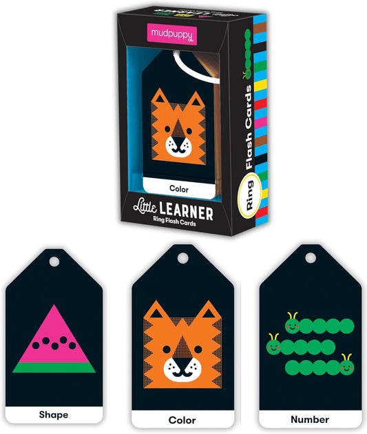 Mudpuppy Little Learner — Ring Flashcards 26 Durable Double Sided Shapes & Numbers Cards with Reclosable Ring with Colorful Art for Ages 1+ Perfect for Preschool Or Travel for Teachers and Parents