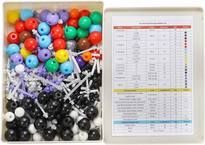 SOUJOY 444 Pcs Chemistry Molecular Model for Building Organic and Inorganic Structures, 3D Visual Science Learning Set with Atoms Bonds, Links and Short Link Remover Tool for Students, Teachers