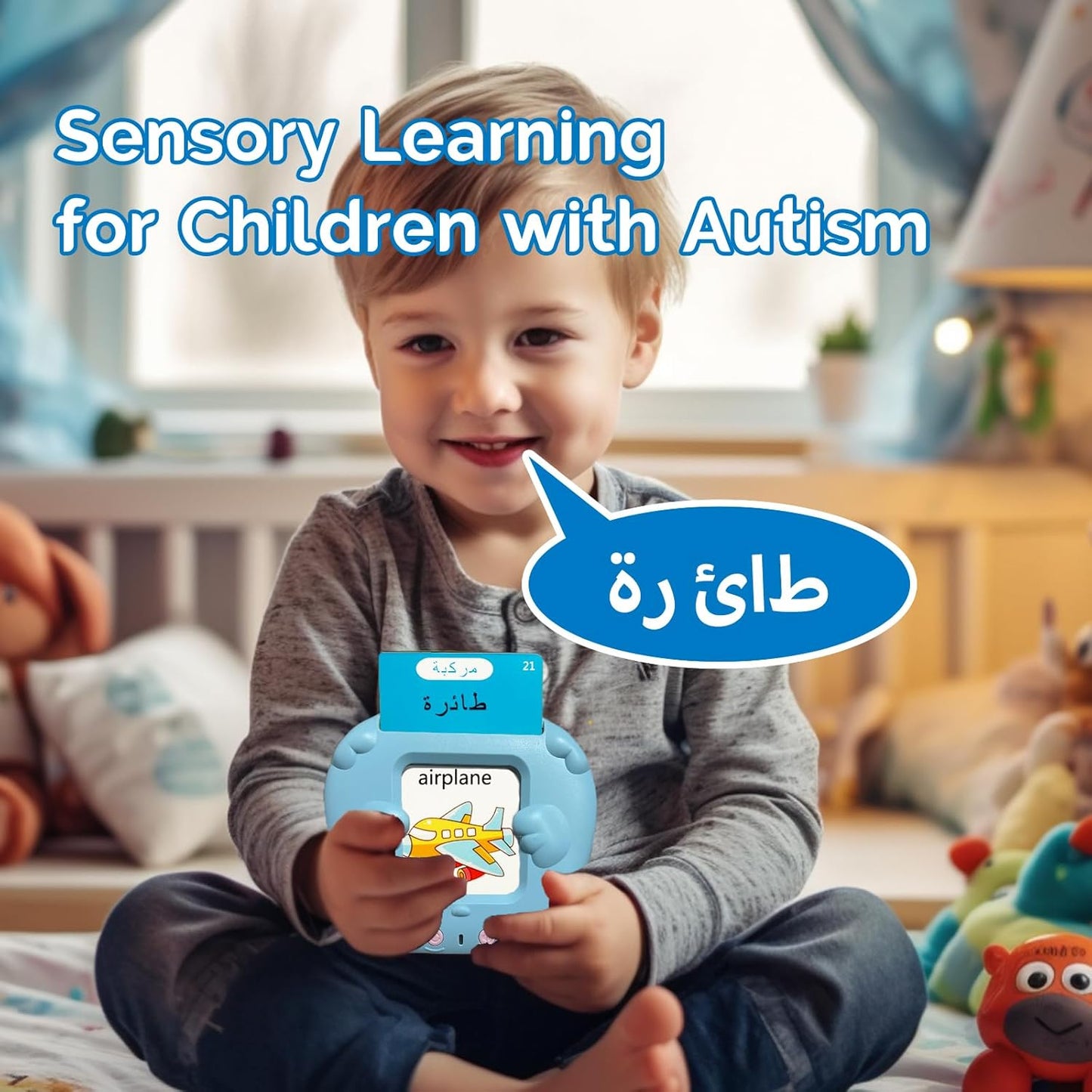 English Flash Cards Bilingual - Japanese Talking Flash Cards for Kids, Pocket Speech for Toddlers 3-12, 510 Sight Words of 31 Varieties, Sensory Toys Children with Autism (Japanese, Blue)
