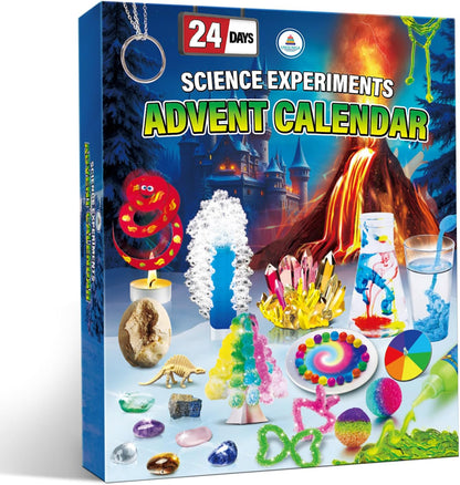 UNGLINGA Science Advent Calendar 2025 for Kids - 24 Days of S.T.E.M Experiments Chemistry Set, Crystal, Gemstones, Magic, Christmas Birthday Countdown Gifts for Boys Girls