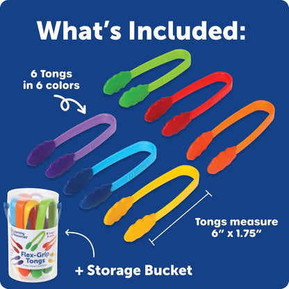 Learning Resources Flex-Grip Tongs - Kids Tweezers, Montessori Grabber Tool, Fine Motor Skills, Sensory Bin Tools, Preschool Classroom Must Haves, Teacher Supplies, Gifts for Boys and Girls
