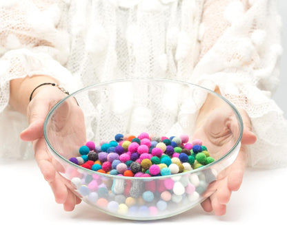 Glaciart One Felt Balls, Felt Wool Balls (240 Pieces) 1 Centimeter - 0.4 Inch, Handmade Felted 40 Color (Red, Pink, Blue, Gray, Black, White, Pastel and More) Bulk Small Puff for Felting and Garland