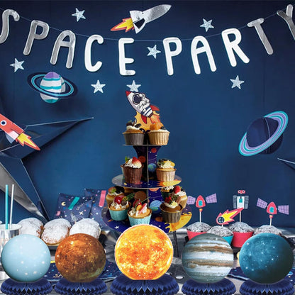 Space Theme Party Decorations Solar System Planets Honeycomb Centerpieces for Tables - 10 Piece Galaxy Planets Space Models for Outer Space Party Decoration Supplies, Astronomy Education