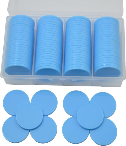 100 Pieces Plastic Learning Countes Disks Bingo Chip Counting Discs Markers Tokens with Storage Case for Math Learning, Counting, Poker Chips Game, Bingo Chips Game