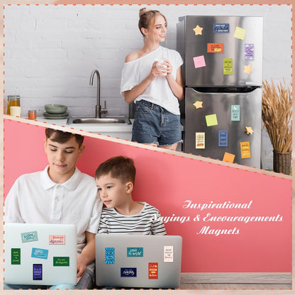Xuhal 60 Pcs Inspirational Magnets Bulk Rectangle Positive Affirmation Magnets Decals Decorative Inspiring Quotes Fridge Magnetic Stickers for Adults Students Team Motivational Gifts (Classic)