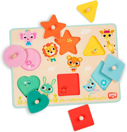 B. toys – Peek & Explore – Vehicles – Wooden Peg Puzzle for Toddlers, Kids – 8 Pieces – Fire Truck, Airplane, Taxi & More – 2+ Years