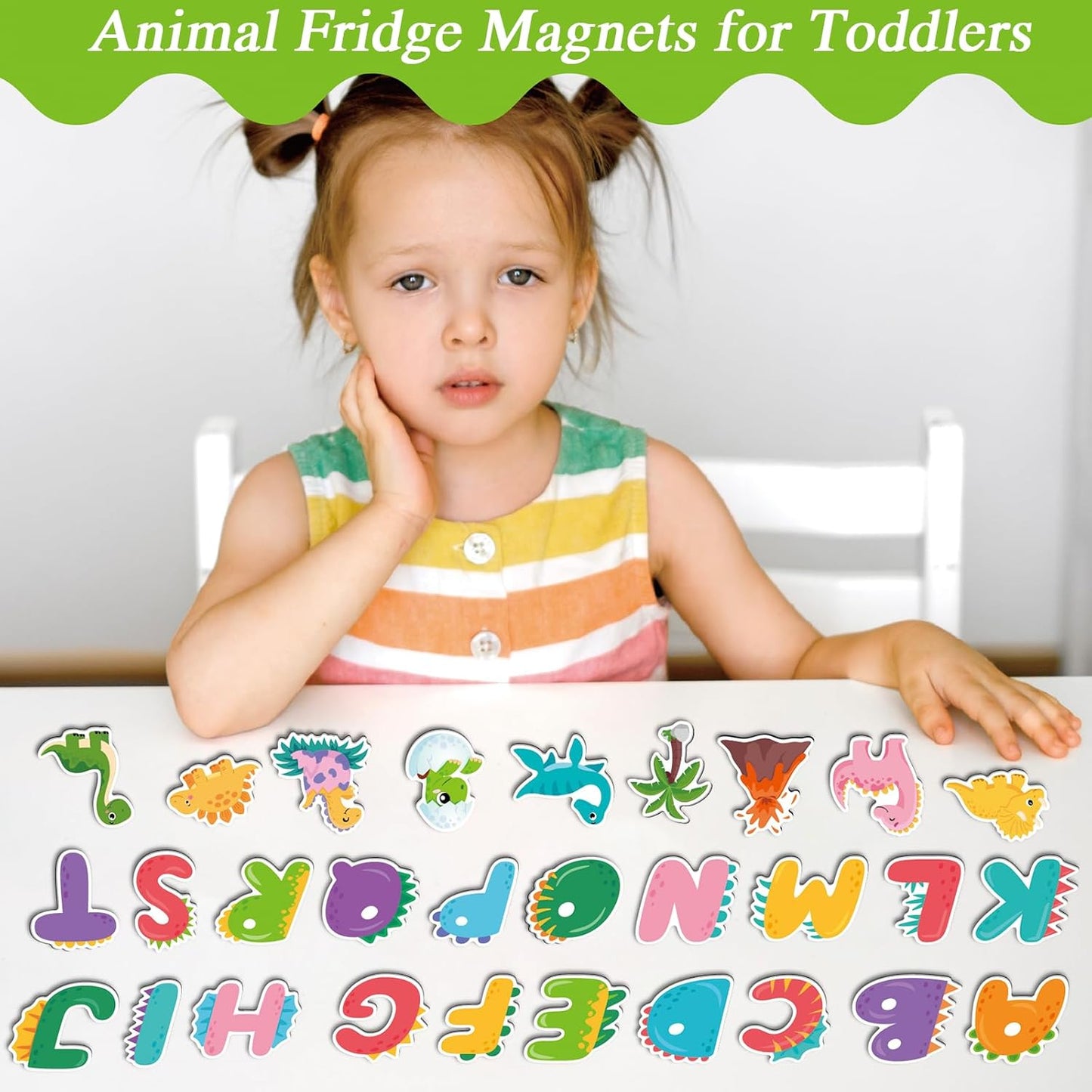 Magnetic Letters and Numbers for Fridge, Cute Colorful Animal Alphabet 26 Uppercase Letters 0-9 Numbers, Fridge Magnets Set for Learning Spelling Girls