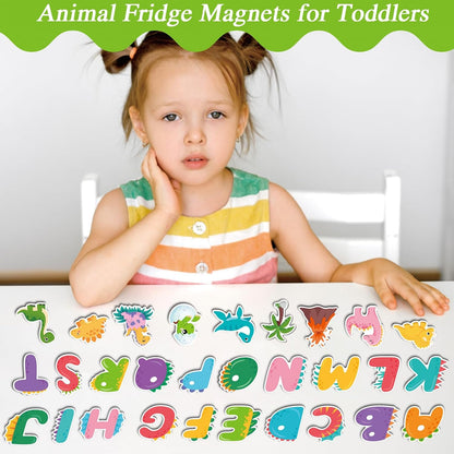 Magnetic Letters and Numbers for Fridge, Cute Colorful Animal Alphabet 26 Uppercase Letters 0-9 Numbers, Fridge Magnets Set for Learning Spelling Girls