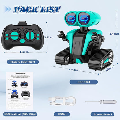 MindPal Robot Toys Rechargeable RC Robots for Kids with LED Eyes Auto-Demonstration Dance & Sing Remote Control Emo Robots for Boys Girls, Camouflage Blue