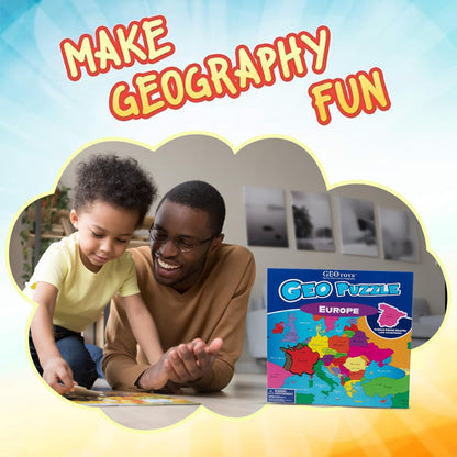 GeoToys GeoPuzzle, World Jigsaw Puzzles, 68 Pc Geography Game & Map Puzzle, Educational Games & Kids Learning Activities, Puzzle Gifts for Children Ages 6-9, Fun Learning Toys for Kids