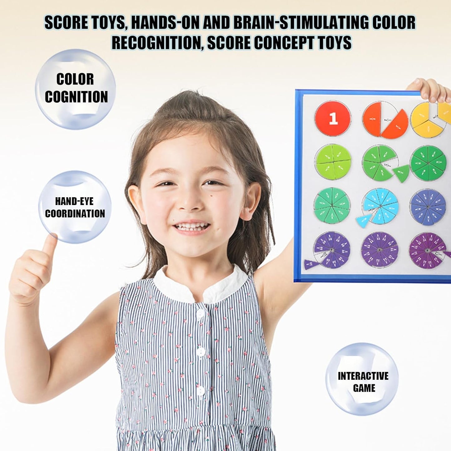 Magnetic Fraction Demenstration Book, Magnetic Fraction Educational Puzzle, Magnetic Fraction Tiles and Circles, Elementary Fraction Manipulatives, Montessori Math Teaching Aid for Kids (3 FOLD)