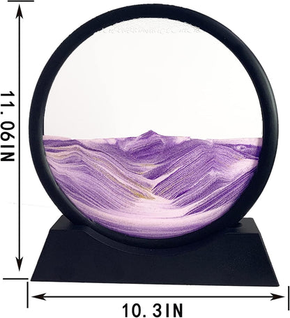 SANDCLE Moving Sand Art Liquid Motion - Moving Sand Art Picture Decor 3D Deep Sea Sandscape, Round Glass Frame Display Flowing Sand Relaxing Toy for Desktop Home Office Work Decoration(Blue, 12")