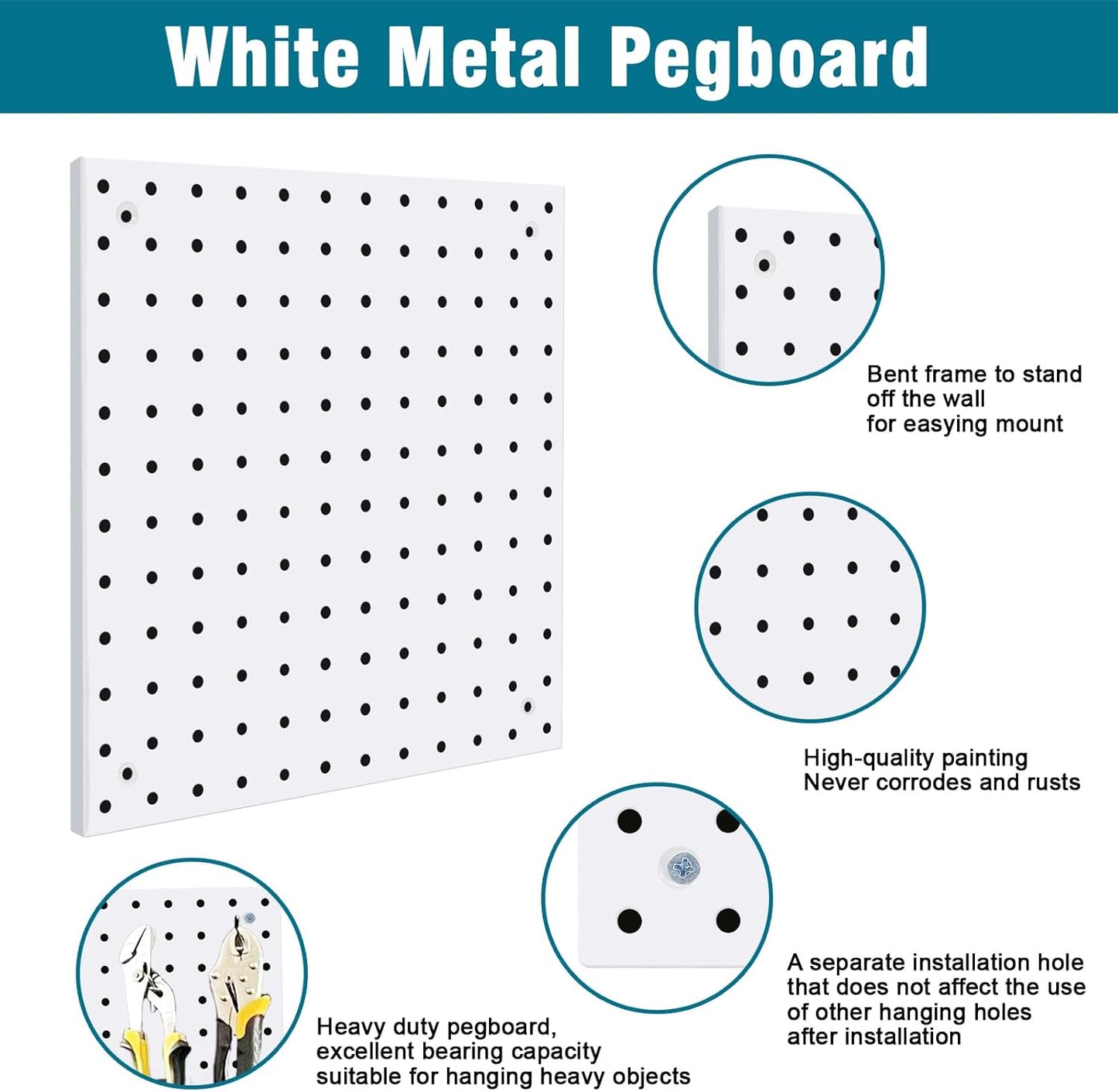 Peg Board Kit, Includes Pegboard and Accessories,with Hooks and Bins,Peg Board Wall Organizer for Office,Ornaments Display,Crafts Organization (66, White)