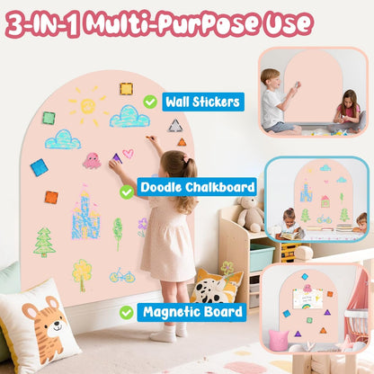 8 PCS Magnetic Wall Decals for Kids Magnetic Chalkboard Peel and Stick Magnet Sheets Board Sticker Tangram Puzzle Self Adhesive Contact Paper Dry Erase Blackboard for Playroom Homeschool 15.7"x10.4"