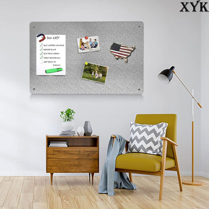 17.7" x 11.8" Black Metal Magnetic Board - Magnet Bulletin Board to Display Magnetic Letters Numbers Animal, Poetry, Spice Jars, Notes, Photos, Suitable for Wall, Refrigerator, Cubicle, Cabinet