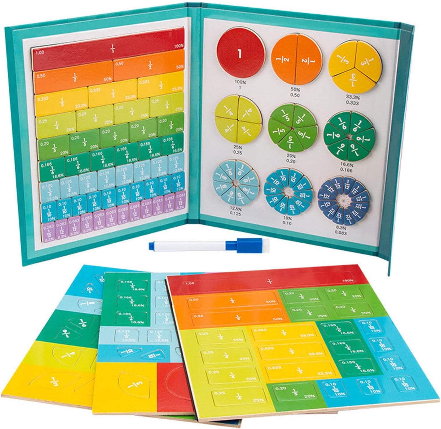 Magnetic Fraction Demonstration Book, Magnetic Fraction Tiles Disc Set (Zebra)
