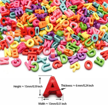 300+ Pieces 9x12mm Big Large Alphabet Letter Beads Charms A-Z Mixed Plastic Shape Loose Bead for Jewelry Making Bracelets Necklaces Key Chains (Classic Solid Colors)