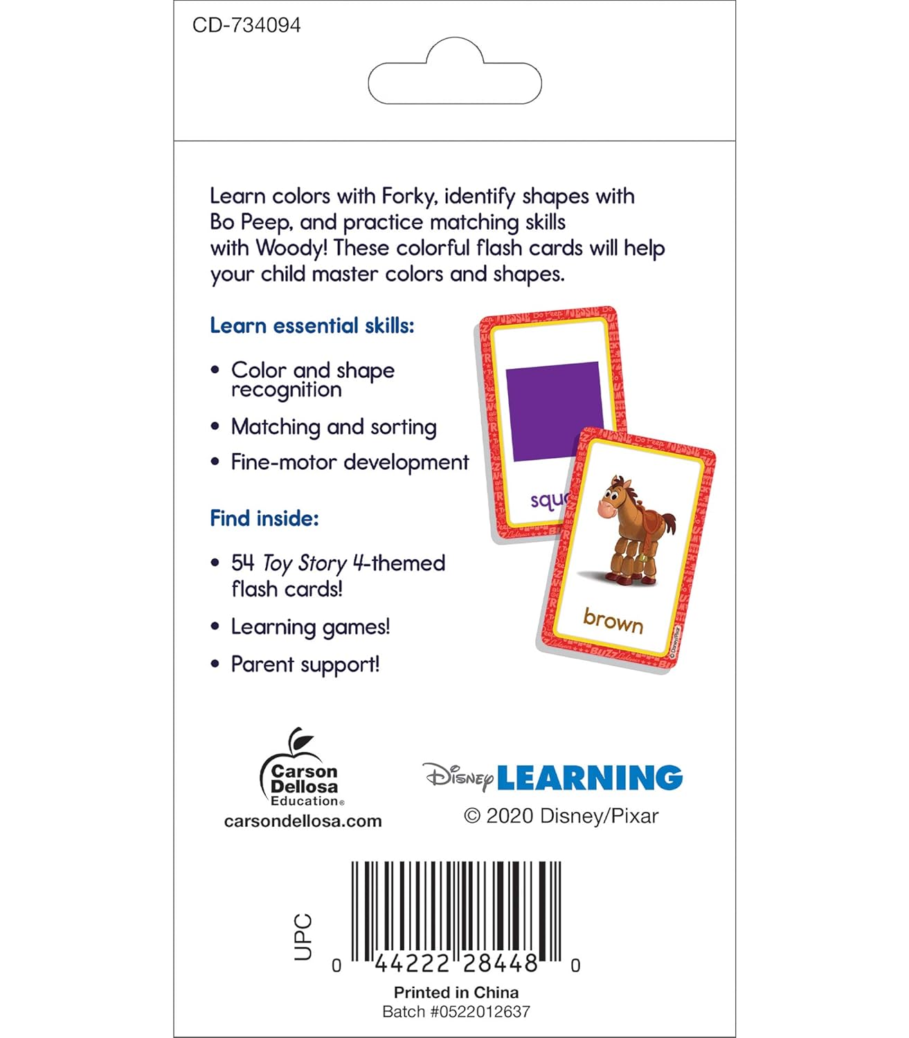 Disney Learning Toy Story 4 BIG Colors and Shapes Flash Cards for Toddlers 2-4 Years, Shapes Flash Cards, Preschool-1st Grade, Shapes and Colors Flash Cards with Reading and Math Readiness