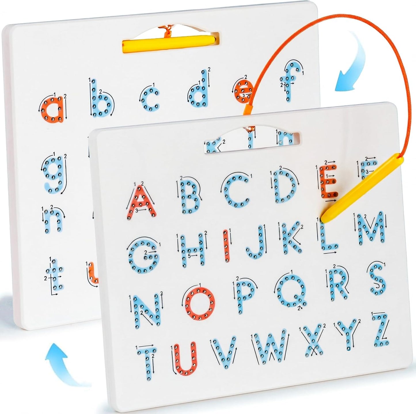 LovesTown Magnetic Alphabet Tracing Board, Double Sided Magnetic Letter Board for Kids Preschool Educational Learning Toys for Toddlers