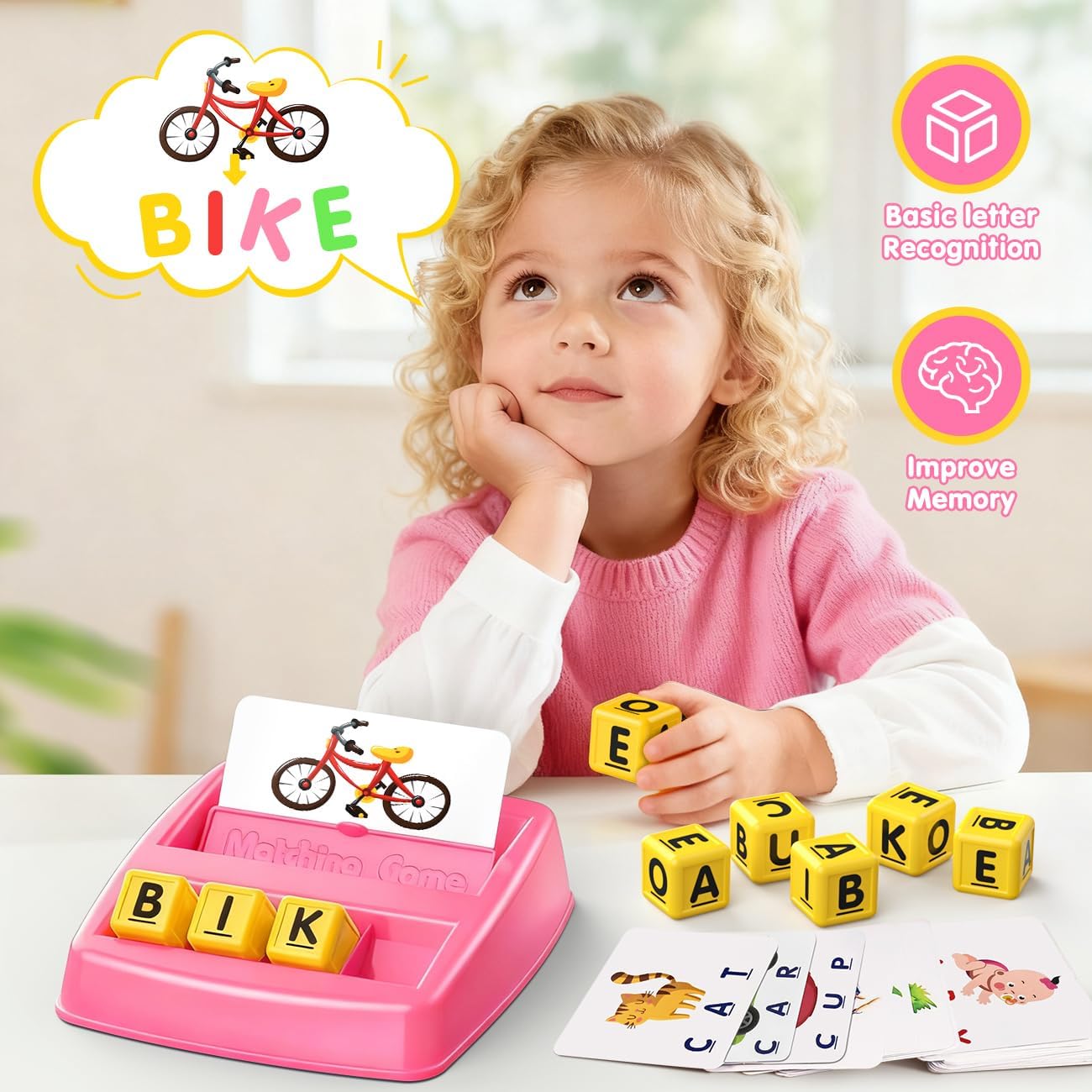 Matching Letter Game for 3 4 5 Year Old Girls Gifts, ABC Learning Toys for Kids Age 3-5, Educational Spelling Games Toys for Toddler Age 4-8, Preschool Birthday Gifts for 2 3 4 5 Year Old Boys Girls