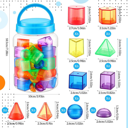 Faccito 200 Pcs Geometric Set Light Table Manipulatives Include 140 Translucent Pattern Blocks 60 3D Shape Geometric Solids with Dice for Educational Teaching Light Table Accessories