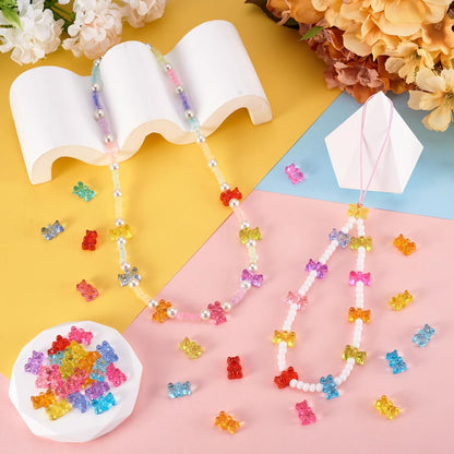 Kissitty 100Pcs Clear Acrylic Bear Beads Cute Bears Loose Beads Bulk Transparent Gummy Bear Spacer Bead Counting Bears for Bracelet Adults Necklace Earring Crafts Bag Key Chain DIY Jewelry Making